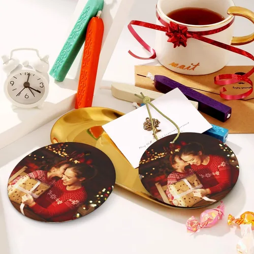 Vista 5 de Adornos de Navidad personalizados de cerámica, nuestro primer árbol de Navidad colgante 2023, decoración de regalo para Navidad, regalo