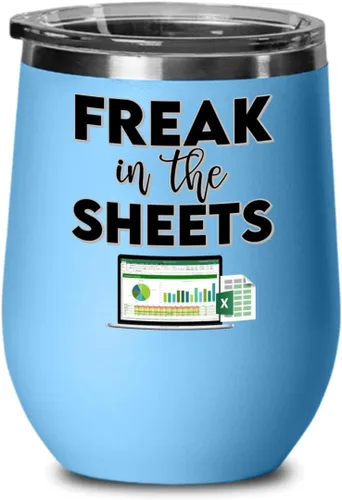 Vista 2 de Freak In The Sheets Excel Wine Tumbler for Accountant CPA Accounting Thank You Appreciation Ideas for Boss Coworker Office Humor 12 oz Powder Coated