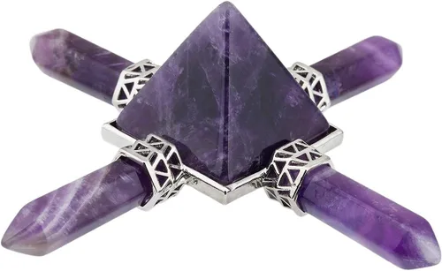 Vista 8 de Rockcloud - Pirámide generadora de energía elaborada de piedras y cristales con propiedades curativas para Reiki Negro