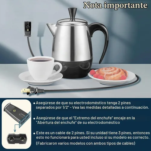 Vista 5 de HASMX Cable de alimentación de repuesto para percolador de 36 pulgadas para Presto Percolator 0281104 0281105 0261105, cable de 2 pines