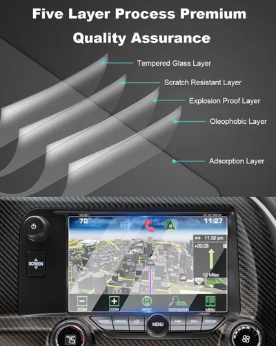 Vista 7 de YEE PIN C7 Corvette - Protector de pantalla para Chevrolet Corvette MyLink 2014-2019, vidrio templado de 8 pulgadas