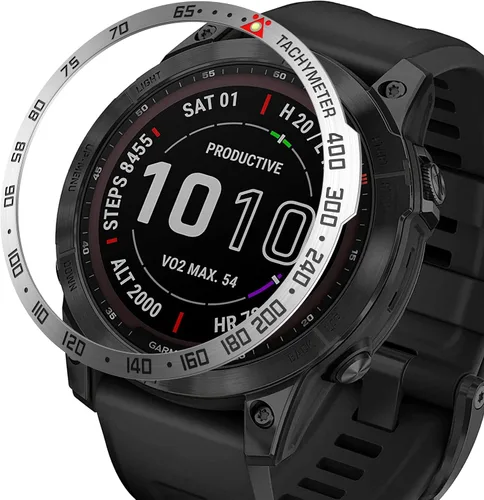 Vista 9 de Anillo de bisel compatible con Garmin Fenix 7 Sapphire Solar/Fenix 7 Solar, anillo de bisel de acero inoxidable, cubierta adhesiva antiarañazos