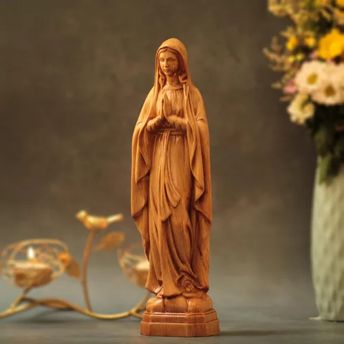 Vista 9 de 11.8 Inches Our Lady of Lourdes Catholic Icons Handmade Our Lady Statue Religious Gifts Our Lady of Guadalupe Catholic Art Mothers Day Gifts