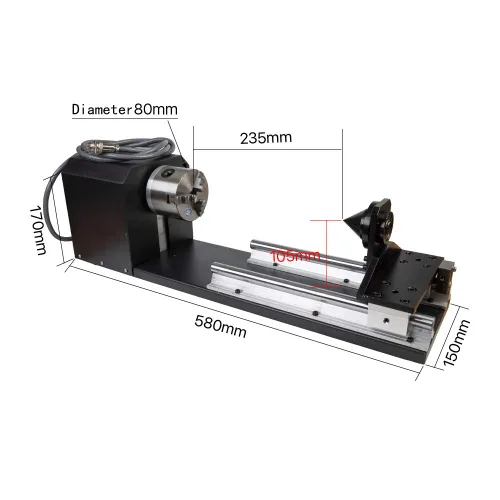 Vista 3 de Cloudray Accesorio giratorio láser de CO2 Eje giratorio de 2 ejes CNC Laser Accesorio giratorio con motor paso a paso Nema 23 2 fases