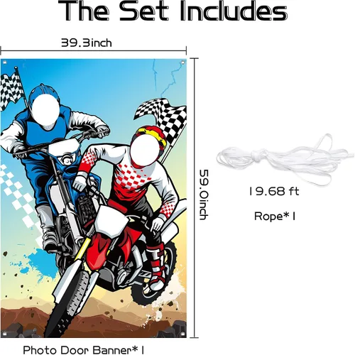 Vista 2 de PANTIDE Cartel de fondo para puerta de fotos de motocross, fondo grande de satén para fotografía de cara, decoración de motocross, decoración