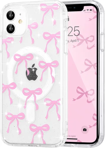 Vista 108 de UEEBAI - Funda magnética para iPhone 11, diseño de lazo, compatible con MagSafe, funda transparente delgada inalámbrica, antiamarilleo, a prueba