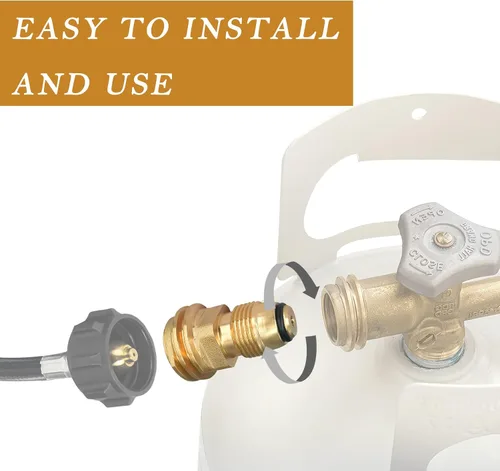 Vista 2 de Adaptador de propano POL a QCC1, tipo de conexión antiguo a nuevo, latón macizo Tank Adapter Universal Fit Convert POL LP Service Valve to QCC1