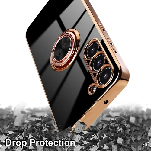 Vista 6 de Funda para Samsung Galaxy S23 con 1 Protector de Pantalla, Soporte de Anillo de Rotación de 360° Integrado con Soporte Magnético, Cubierta Negro