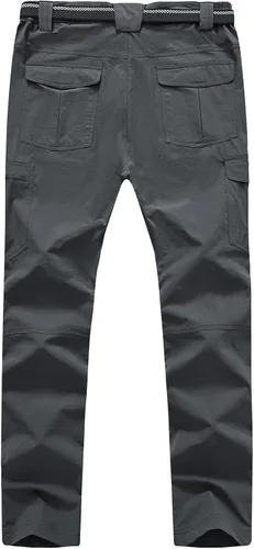 Vista 2 de TBMPOY Pantalones de senderismo y montaña, ligeros, impermeables, con cinturón, secado rápido, para hombres