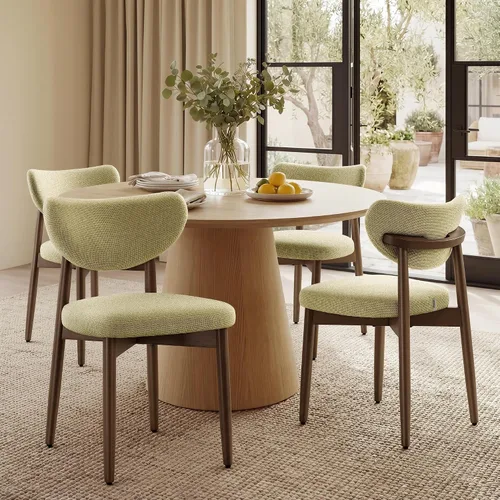 Vista 15 de VASAGLE Juego de 2 sillas de comedor de madera, sillas de cocina tapizadas con patas de madera maciza, respaldo curvado ergonómico, mango integrado