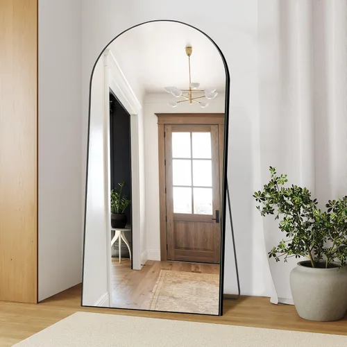 Vista 19 de Dolonm Espejo de longitud completa de 65 x 22 pulgadas, espejo de pie de diseño moderno, espejo de cuerpo completo para sala de estar, dormitorio