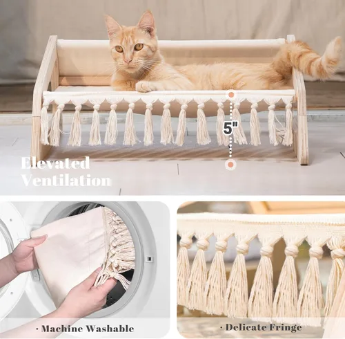 Vista 3 de CHEERHOME PETS Hamaca refrescante para gatos con funda extraíble lavable, sofá para mascotas, sofá para gatos de interior, silla elevada de gatito