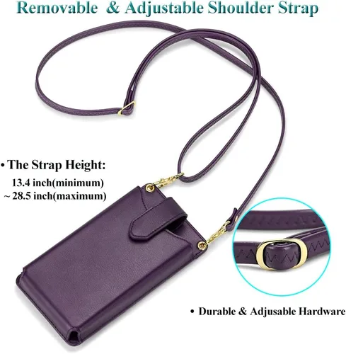 Vista 5 de Peacocktion - Bolso pequeño para teléfono celular, para mujeres, minibolso de hombro ligero para cruzarse por el cuello, con ranuras para tarjetas