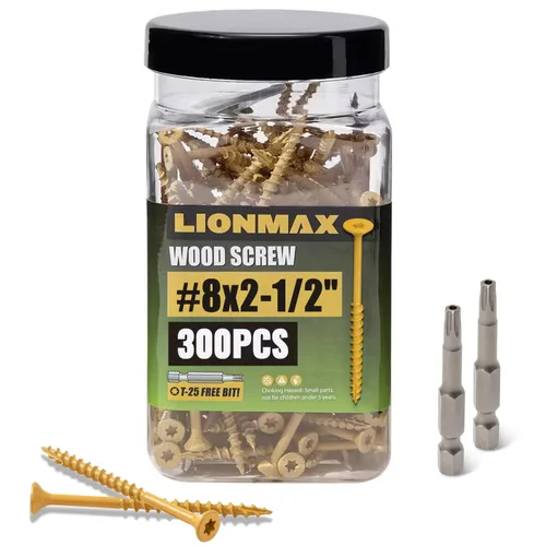 Vista 13 de LIONMAX Tornillos de cubierta de 1-1/4 pulgadas, tornillos para madera #8 x 1-1/4 pulgadas, 100 unidades, resistentes a la corrosión, revestimiento