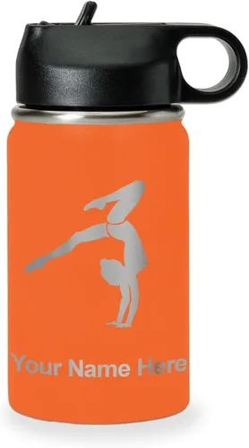 Vista 58 de LaserGram Botella de agua personalizada, soporte de mano de gimnasta, acero inoxidable de doble pared aislada al vacío con popote superior, regalo