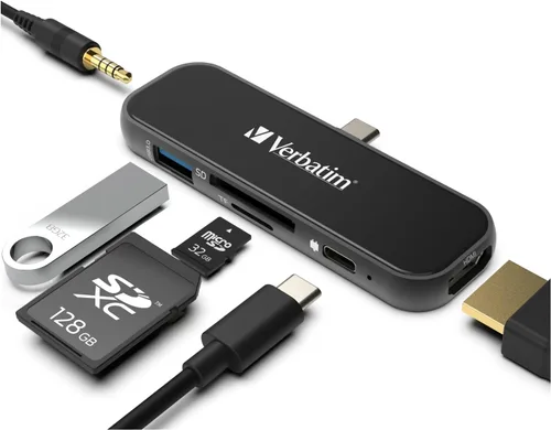 Vista 11 de Verbatim - Adaptador 4 en 1 USB C Hub con 4K HDMI, 60W Power Delivery, USB 3.0, USB 2.0 para portátiles USB C Hub 4 en 1