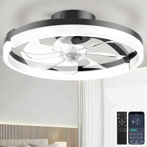 Vista 15 de Ventiladores de techo de 18 pulgadas con luces y control remoto Marfil