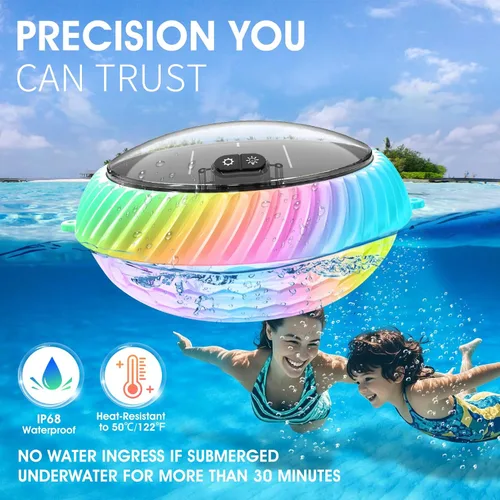 Vista 5 de Goallim Luces Solares Flotantes para Piscina, 7.6 Pulgadas RGB Superior e Inferior que Cambian de Color, Luces Solares para Piscina que Flotan