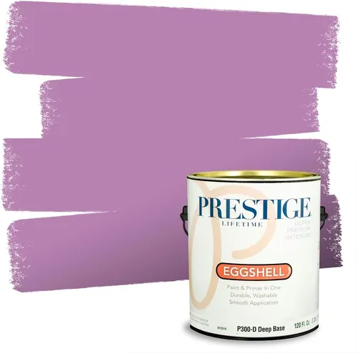 Vista 138 de PRESTIGE Pinturas de pintura interior e imprimación en uno, 1 galón, plano, combinación comparable de Sherwin Williams* Kimono Violet*