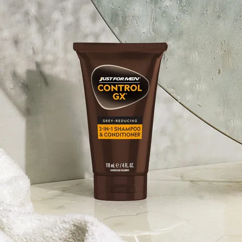 Vista 7 de Just for Men Control GX Champú y Acondicionador Reductor de Canas 2 en 1, Color Gradual del Cabello con Queratina para un Cabello más Fuerte, Grueso