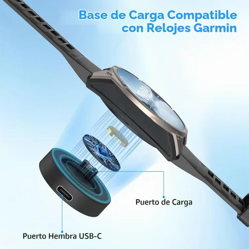 Vista 2 de Cargador de reloj compatible con Garmin Watch, base de carga tipo C