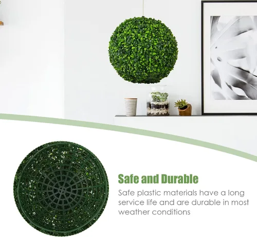Vista 3 de Goplus 2 bolas topiarias artificiales de 15.7 pulgadas, bolas redondas de boj de imitación para exteriores, esferas de jardín decorativas