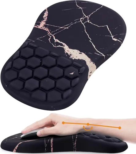 Vista 13 de Alfombrilla de mouse ergonómica con reposamuñecas, cómoda alfombrilla de mouse para computadora portátil para aliviar el dolor con base