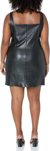 Vista 5 de The Drop Hank - Mini vestido de piel vegana con cuello cuadrado para mujer