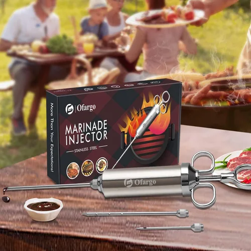 Vista 7 de Ofargo Inyector de carne, 3 agujas para ahumar carnes, carne de res, pavo; jeringa inyectora de adobo de 2 onzas; manual de usuario incluido
