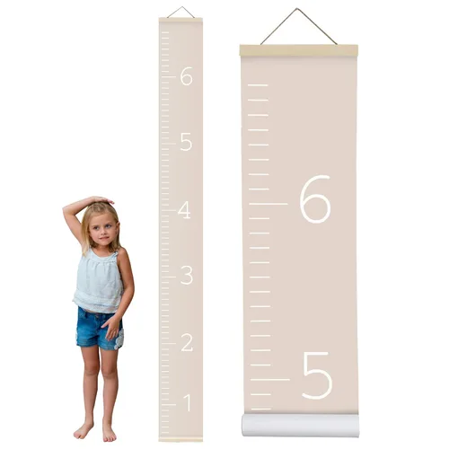 Vista 10 de Morxy Tabla de Crecimiento de Lona para Niños - Decoración de Pared Unisex para Habitación de Niños - Tabla de Medición de Altura - Cinta de Pared