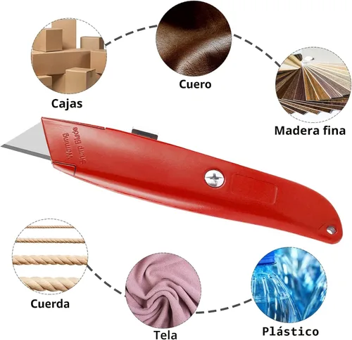 Vista 3 de DIYSELF Paquete de 2 cuchillos utilitarios, cortador retráctil, resistente (rojo) Heavy-Duty Box Cutters, Razor Blade Cardboard Knife for Cartons