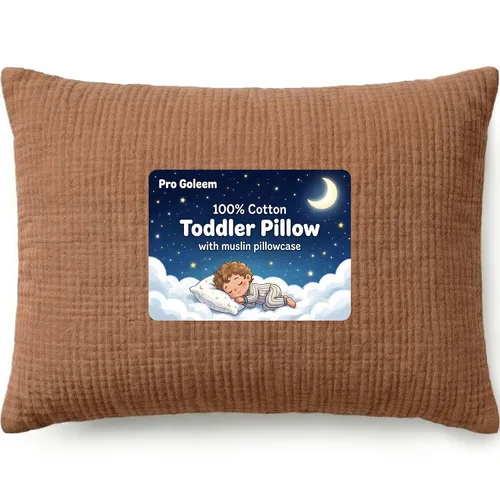 Vista 12 de Pro Goleem Almohada para niños pequeños con funda de almohada 100% de muselina de algodón, 13 x 18 pulgadas, ultrasuave, transpirable y lavable a