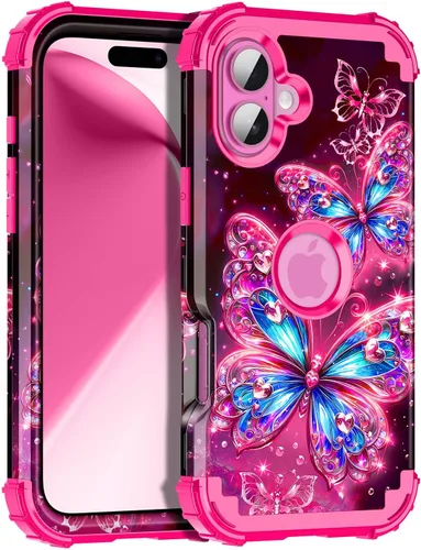 Vista 72 de Miqala Funda para iPhone 12, iPhone 12 Pro, que brilla en la oscuridad, tres capas, resistente a los golpes, protección de plástico duro + funda