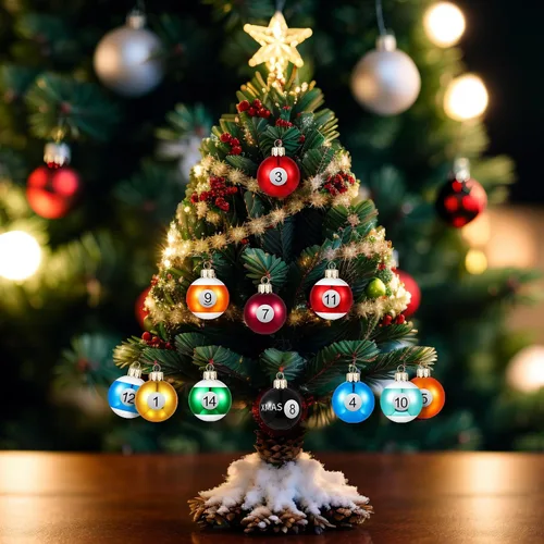 Vista 4 de Soulchen 15 Piezas Adornos de Bolas de Billar Navideñas 1.57" Bolas de Billar de Plástico Pequeñas Decoración de Árbol de Navidad a Granel Colección