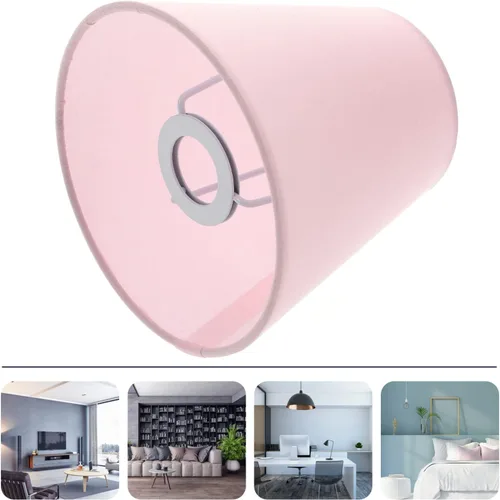 Vista 4 de Pantalla de lámpara pequeña de tela de lino con clip en la bombilla pantalla de tela de repuesto para lámpara de pared, bombillas de vela, color rosa
