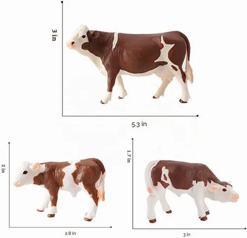 Vista 2 de Juego de figuras de modelo de vaca de granja realista, colección de figuras de vaca con cuidadores de granja, prados de granja, estatuas de vaca