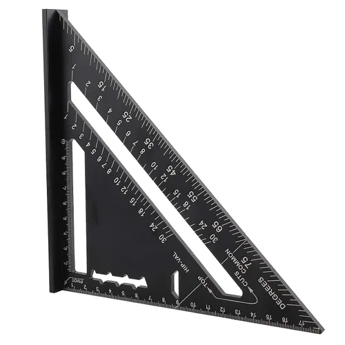 Vista 4 de Transportador de ángulo triangular de aleación de aluminio, herramienta de diseño de 7 pulgadas, herramienta de regla métrica de medición de diseño