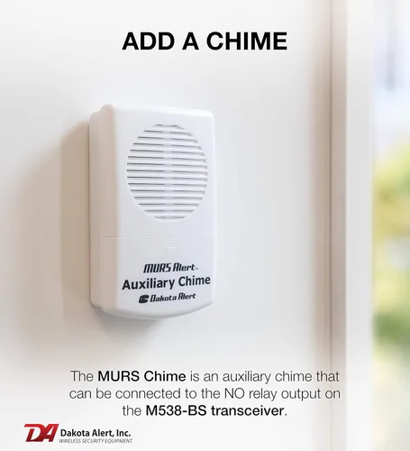 Vista 2 de Dakota Alert MURS - Timbre auxiliar - Alarma de timbre con cable a batería para estación base M538-BS MURS, alerta de timbre MURS