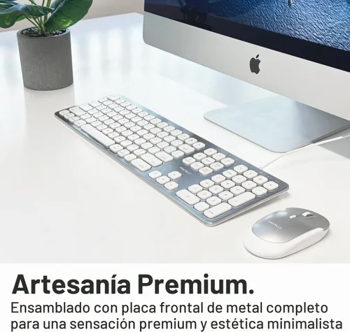 Vista 5 de Macally Teclado USB con cable para Mac - Teclado Apple compatible con puertos USB para mouse - Teclado Mac de tamaño completo con teclado numérico