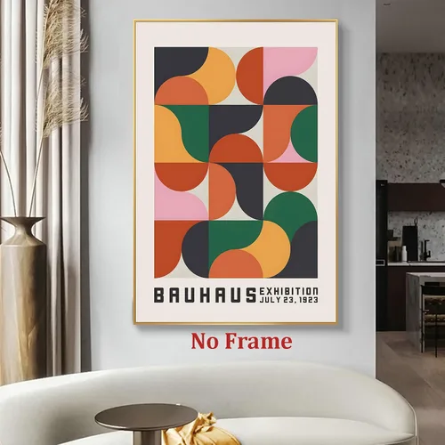 Vista 5 de Haruhiart Bauhaus - Póster de la exposición 1923, colorido arte de pared moderno de mediados de siglo, arte geométrico, imagen colorida moderna