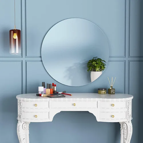 Vista 5 de Azulejos de espejo de pared redondos de 12'', reflejo de alta claridad, autoadhesivos, láminas de espejo acrílico, pegatinas circulares para baño