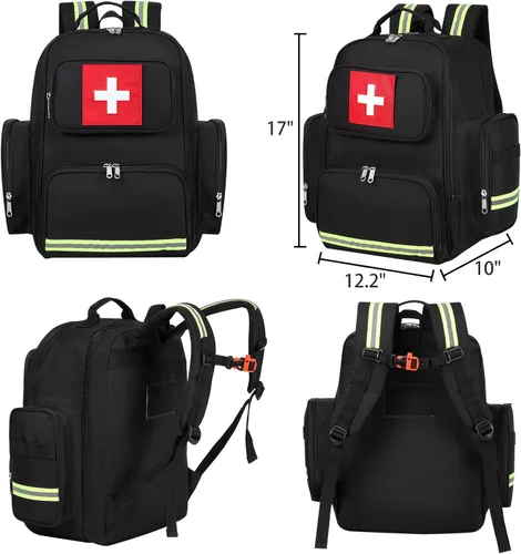 Vista 6 de Gatycallaty Mochila de primeros auxilios médica Emt bolsa de primeros auxilios vacía Ems emergencia salud en el hogar, senderismo, trauma, viajes