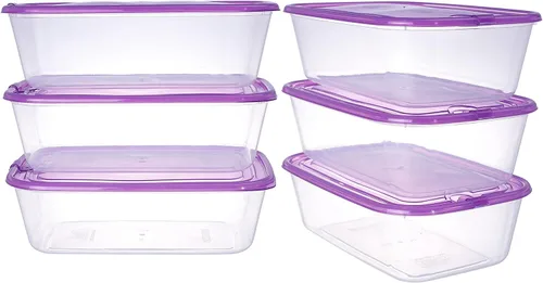 Vista 12 de KIGI Paquete de 6 recipientes de plástico de 20 onzas con tapas, herméticos, rectangulares, para preparación de comidas, microondas, congelación