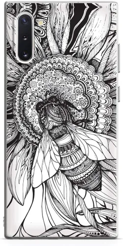 Vista 15 de Inspired Cases - Compatible con iPhone 13 Mini - Funda protectora con textura 3D para Apple iPhone 13 Mini - Girasol y abeja - Boceto - Blanco