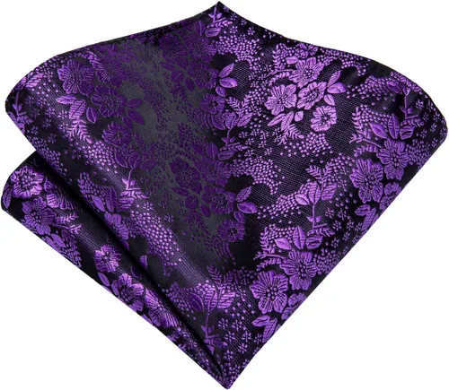 Vista 323 de Hi-Tie Corbata clásica de cachemira para hombre con pañuelo y gemelos a cuadros