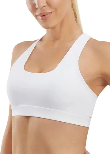 Vista 3 de AFITNE Brasier deportivo con tirantes para mujer, espalda cruzada, soporte medio, acolchado, entrenamiento, fitness, yoga, con copas extraíbles