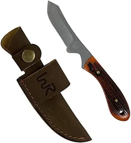 Vista 6 de WHISKEY BENT HAT CO. Sendero Caper 440 Cuchillo de hoja fija de acero inoxidable con funda de cuero (Arizonan)