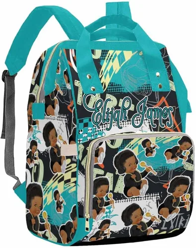 Vista 23 de Artsadd Bolsa de pañales con nombre personalizado para bebé, mochila para mamá y papá, pattern 01, Mochilas Daypack