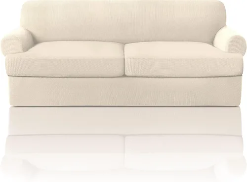 Vista 35 de PrinceDeco Fundas elásticas para sillón de 2 piezas, fundas de sofá para sillas con cojines en forma de T, fundas suaves para muebles con 1 funda