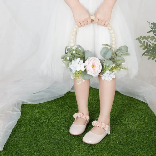 Vista 3 de Felix & Flora - Zapatos bajos de vestir con flores para niña pequeña, tipo balerina, para fiesta, escuela y boda